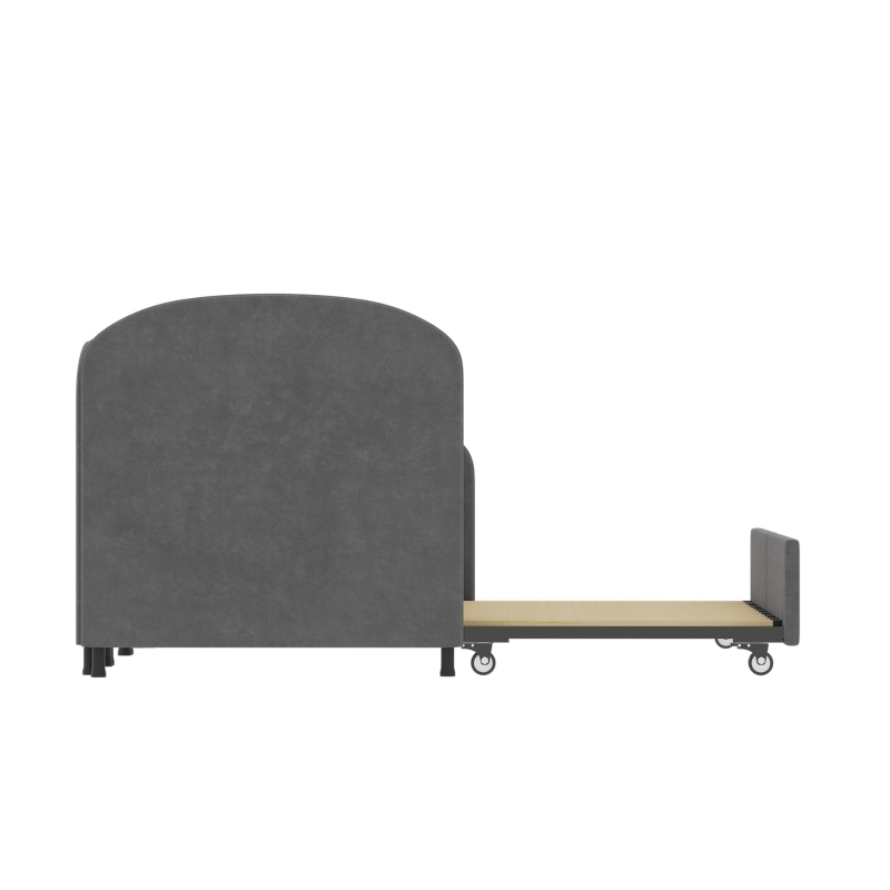 Divano Letto con cassetti, per camera da letto e soggiorno, 90x200 cm,senza materasso, Grigio Scuro