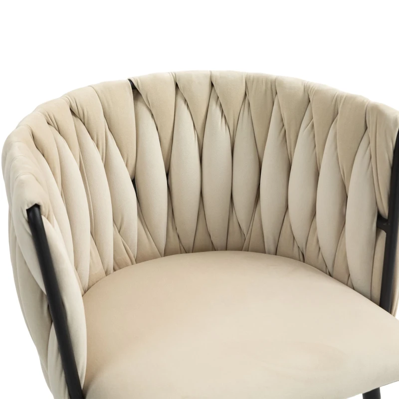 Set aus 2 Modernes luxuriöses Samt-Esszimmerstuhl, für Esszimmer, Wohnzimmer und Schlafzimmer, Beige