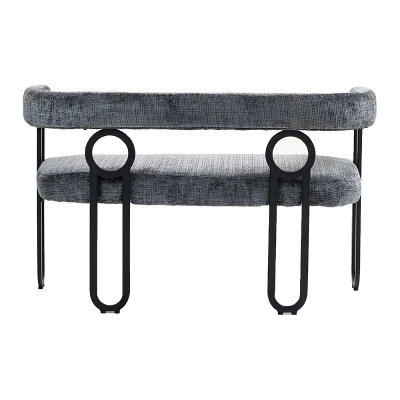 Doppelsofa mit abgerundeter Rückenlehne,Chenille-Stoff, modernes Design, Grau