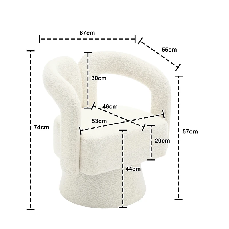 Designer-Drehstuhl für Büro, gepolstert mit Bouclé-Stoff, Tonnenform für Wohnzimmer und Büro, Beige