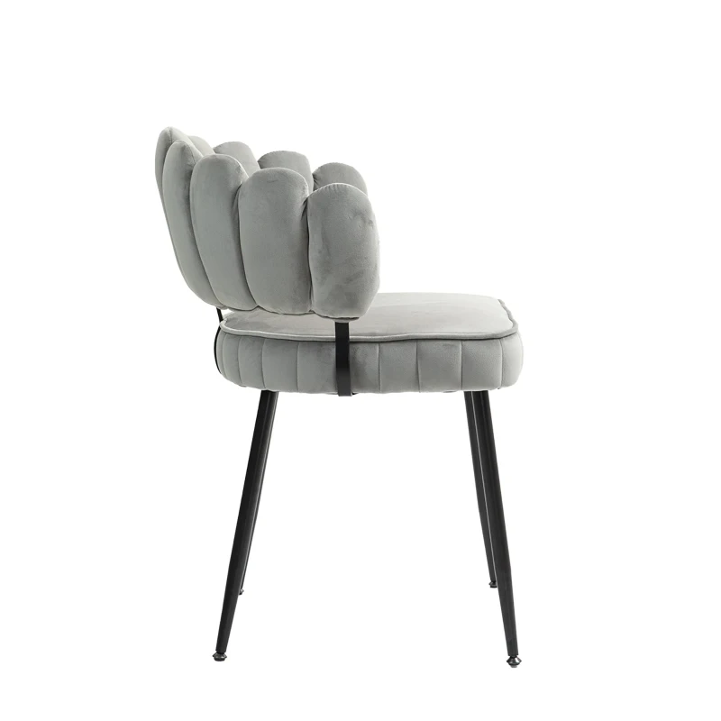 Set aus 2 Samt Esszimmerstuhl mit runder Rückenlehne, gehören für Esszimmer, Wohnzimmer en Büro,  Grau