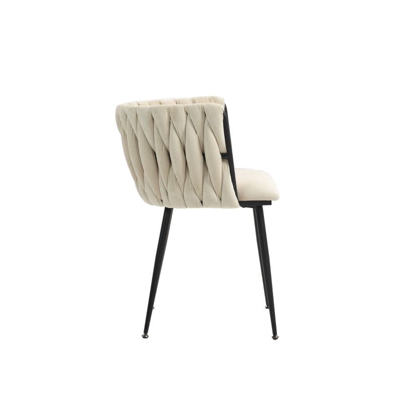 Set aus 2 Modernes luxuriöses Samt-Esszimmerstuhl, für Esszimmer, Wohnzimmer und Schlafzimmer, Beige