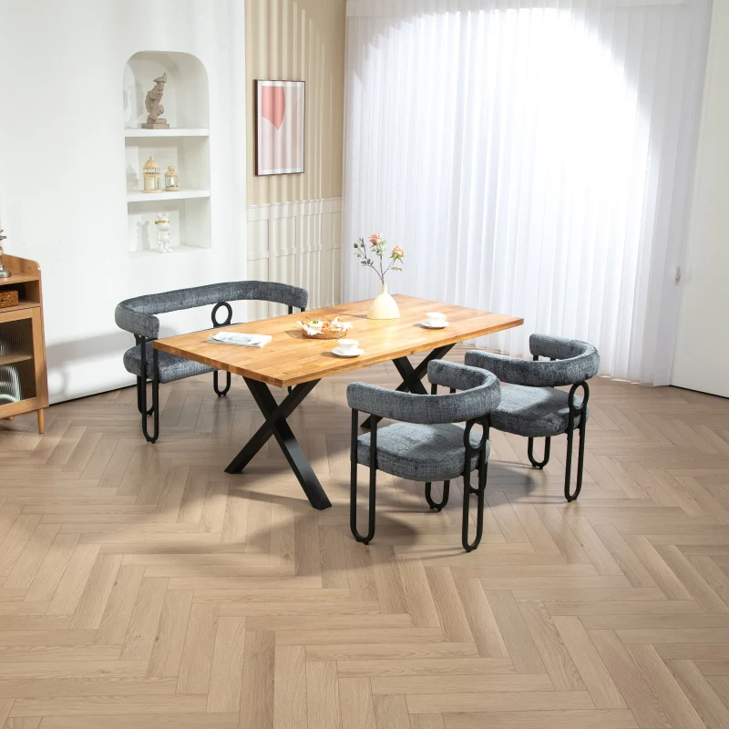 Divanetto con schienale arrotondato in Chenille, design moderno, Grigio