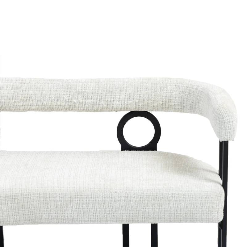 Sofá doble con respaldo redondeado, tela de chenilla, diseño moderno, Beige