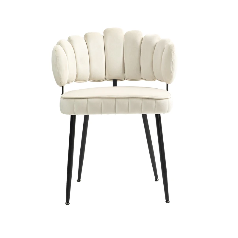 Set aus 2 Samt Esszimmerstuhl mit runder Rückenlehne, gehören für Esszimmer, Wohnzimmer en Büro,  Elfenbein