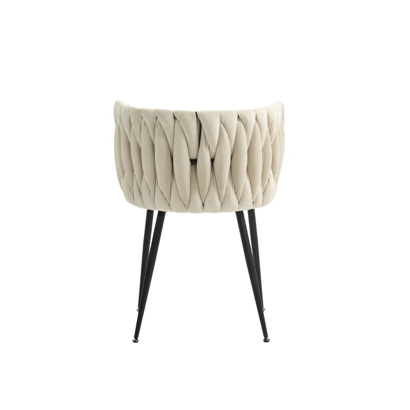 Set aus 2 Modernes luxuriöses Samt-Esszimmerstuhl, für Esszimmer, Wohnzimmer und Schlafzimmer, Beige