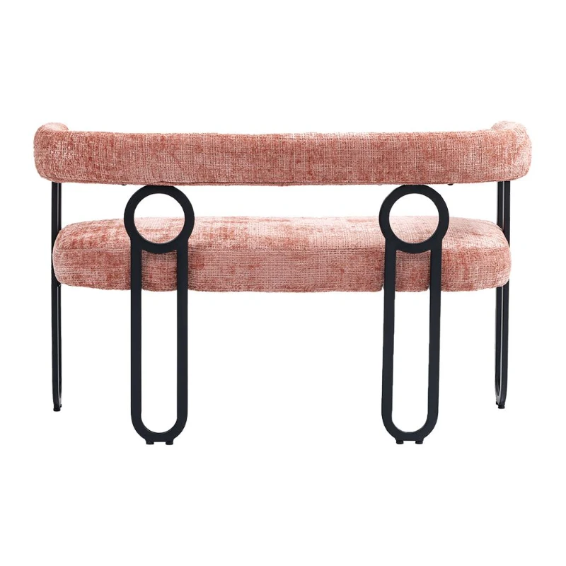 Divanetto con schienale arrotondato in Chenille, design moderno, Rosa