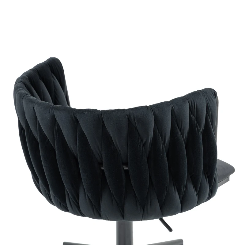 Sedia da Ufficio Morbida in Velluto per Trucco, Poltrona da Soggiorno Girevole ed Ergonomica,Regolabile in Altezza,Nero