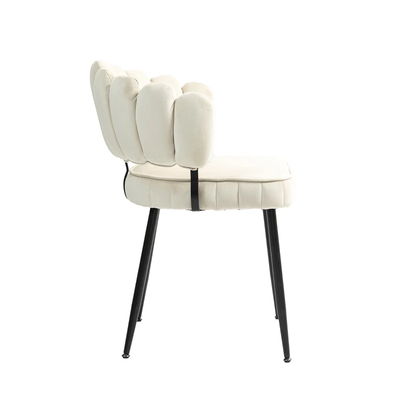 Set aus 2 Samt Esszimmerstuhl mit runder Rückenlehne, gehören für Esszimmer, Wohnzimmer en Büro,  Elfenbein