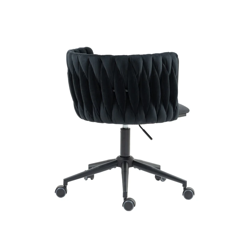 Samtweicher Bürostuhl, 360° drehbar,  Höhenverstellbar, Schwarz