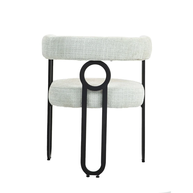 Set aus 2 Chenille Esszimmerstuhl mit runder Rückenlehne, Beige