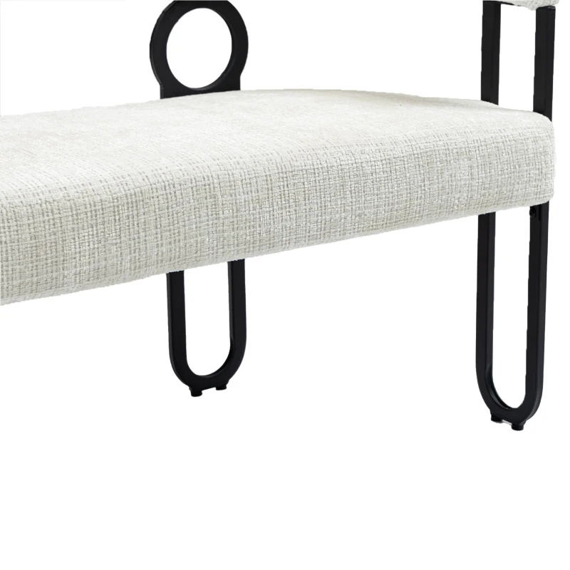 Sofá doble con respaldo redondeado, tela de chenilla, diseño moderno, Beige