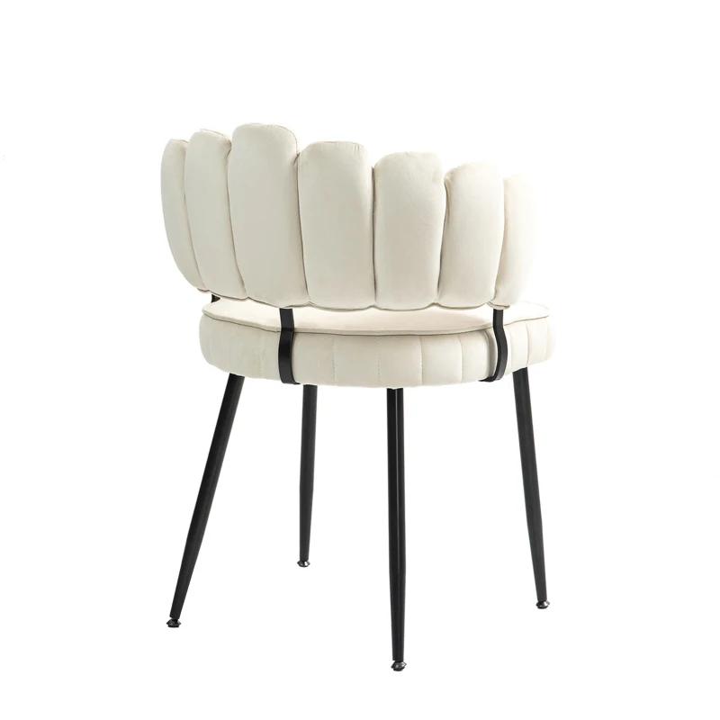 Set aus 2 Samt Esszimmerstuhl mit runder Rückenlehne, gehören für Esszimmer, Wohnzimmer en Büro,  Elfenbein