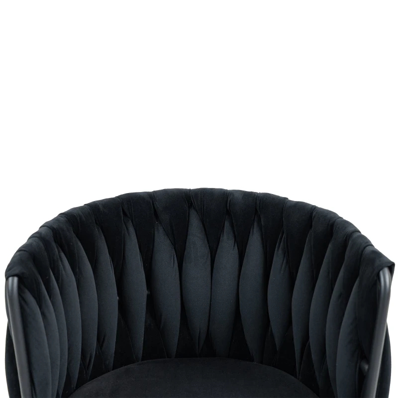 Sedia da Ufficio Morbida in Velluto per Trucco, Poltrona da Soggiorno Girevole ed Ergonomica,Regolabile in Altezza,Nero