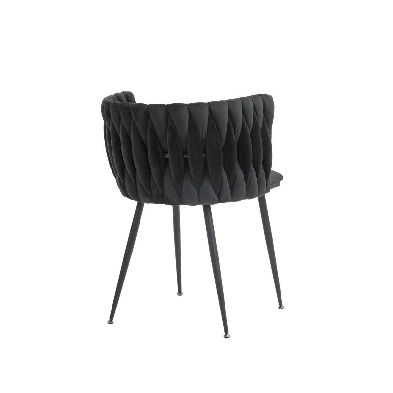 Set aus 2 Modernes luxuriöses Samt-Esszimmerstuhl, für Esszimmer, Wohnzimmer und Schlafzimmer, Schwarz