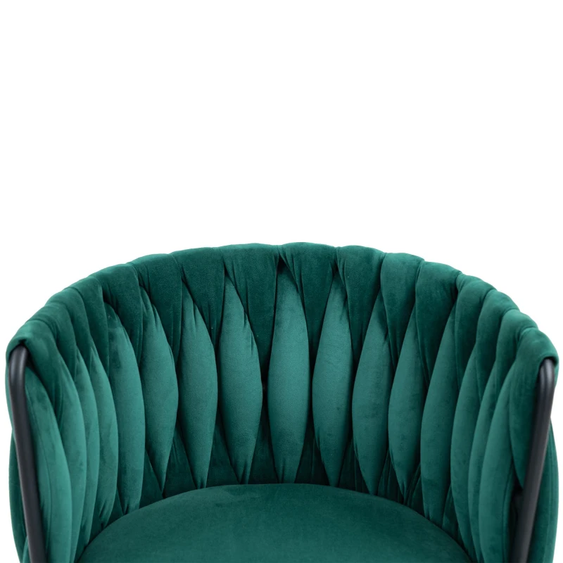 Samtweicher Bürostuhl, 360° drehbar, Höhenverstellbar, Smaragd