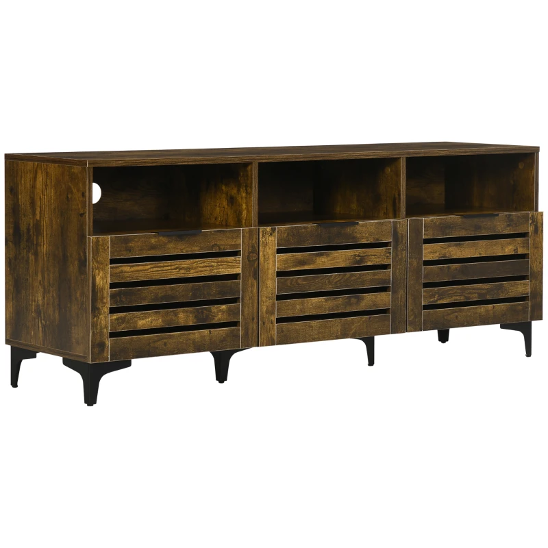 HOMCOM Comoda TV pentru televizoare cu diagonala de pana la 65'', consola TV cu sertar, usi si rafturi de depozitare pentru sufragerie, dormitor, maro rustic