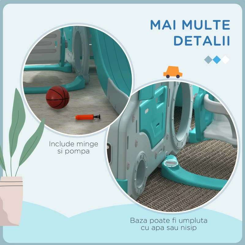 AIYAPLAY Set de jocuri pentru copii cu tobogan leagan reglabil cerc masina pentru copii cu volan cadou pentru copii albastru pentru copii pentru plimbare pentru distractie echilibru