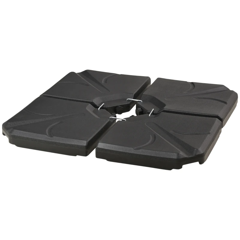 Outsunny 4 bucati baza de umbrela din plastic HDPE, umpluta cu apa si nisip pana la 18 kg, 103x103x8,3 cm, negru