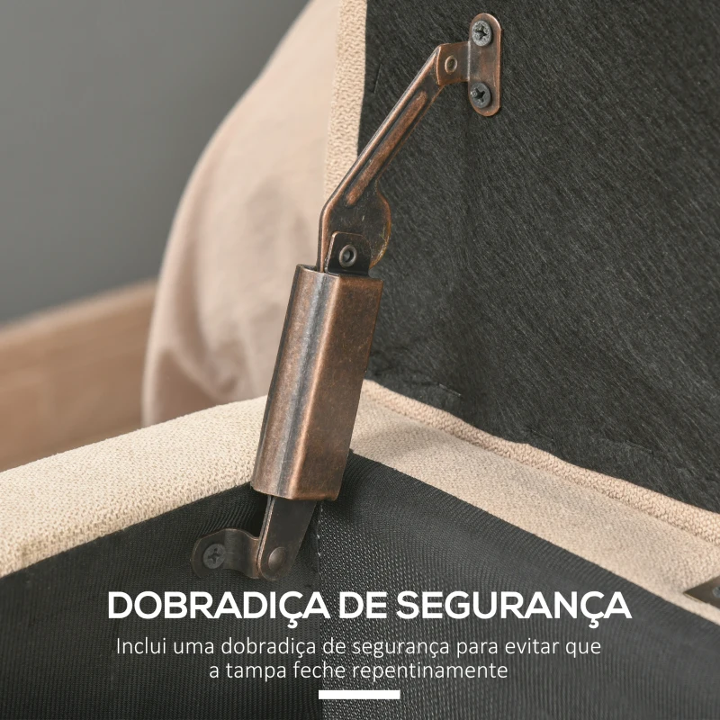 HOMCOM Banco de Armazenamento Acolchoado Banco Estofado em Linho Tampa com Abertura  125x49x41,5 cm Bege