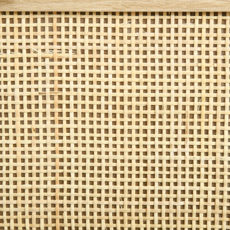 HOMCOM Comoda cu 4 Sertare din PAL si Ratan pentru Sufragerie si Dormitor, 80x38x80 cm, Negru si Lemn Natur