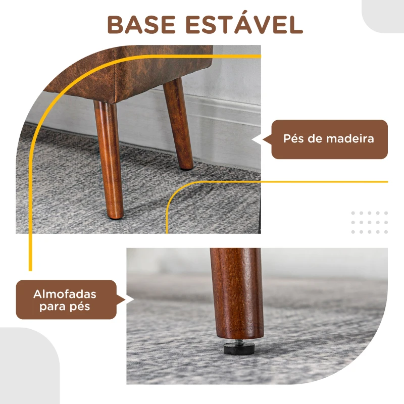 HOMCOM Banco de Pé de Cama Multifuncional Clássico Banco Dormitório com Pés de Madeira e Assento Acolchoado 114x38x42 cm Marrom