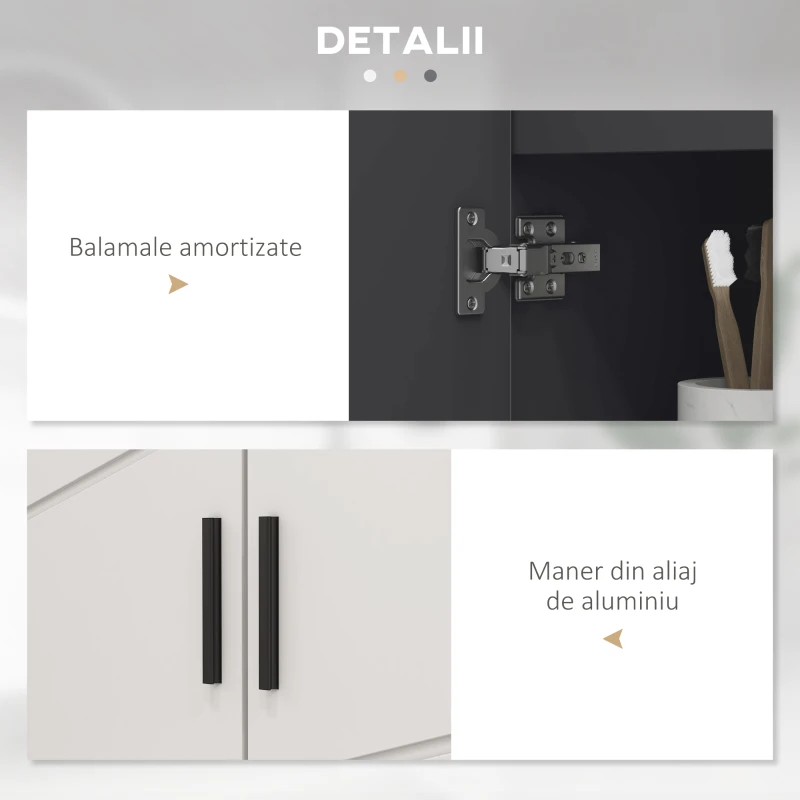 Kleankin Dulap Baie pe Podea – Pentru Chiuveta, Cu Usi Duble & Picioare