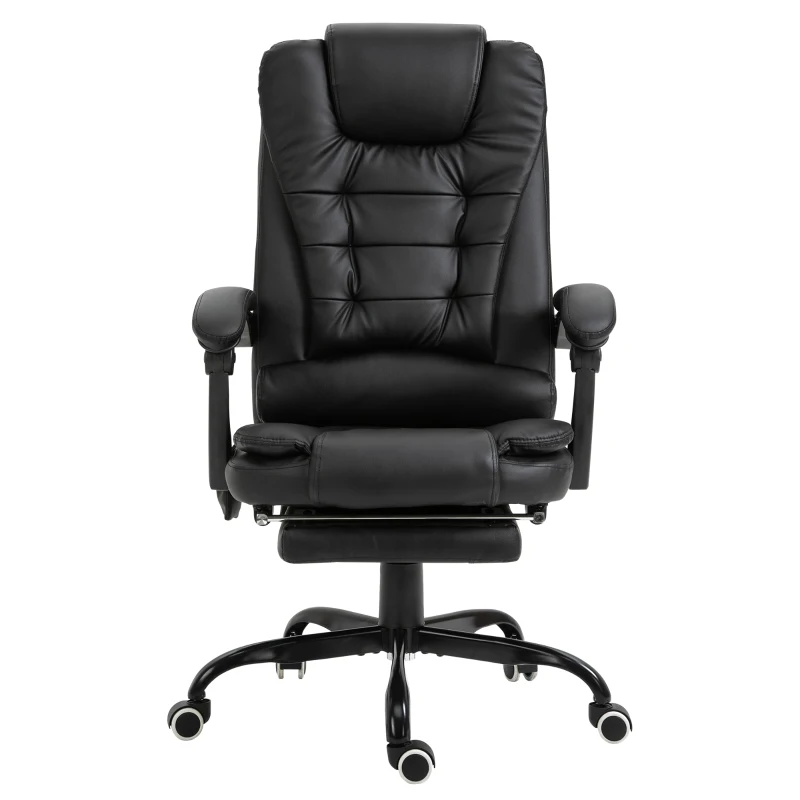 Vinsetto Schreibtischstuhl mit 7 Massagepunkten, höhenverstellbarer Drehstuhl mit integrierter Fußstütze, 67 x 79 x 111-121 cm