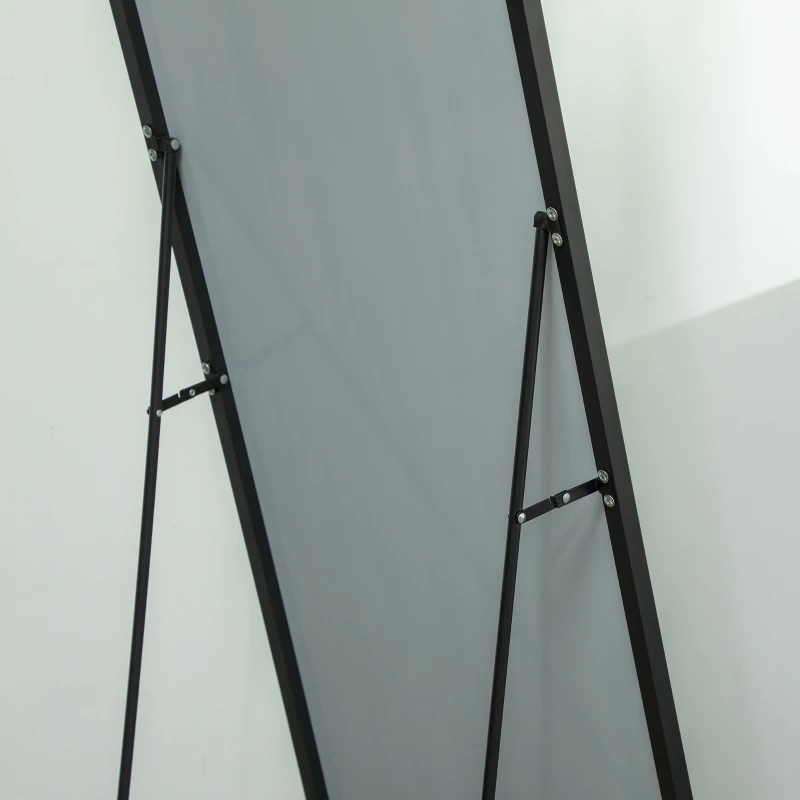 HOMCOM Espelho de Pé Espelho de Corpo Inteiro de Liga de Alumínio com 2 Formas de Utilização 50x161,5x2 cm Preto