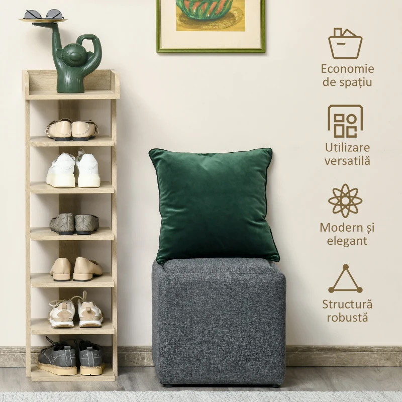 HOMCOM Dulap pentru Pantofi din Lemn 6 pantofi cu Raft de depozitare 32x30x104cm