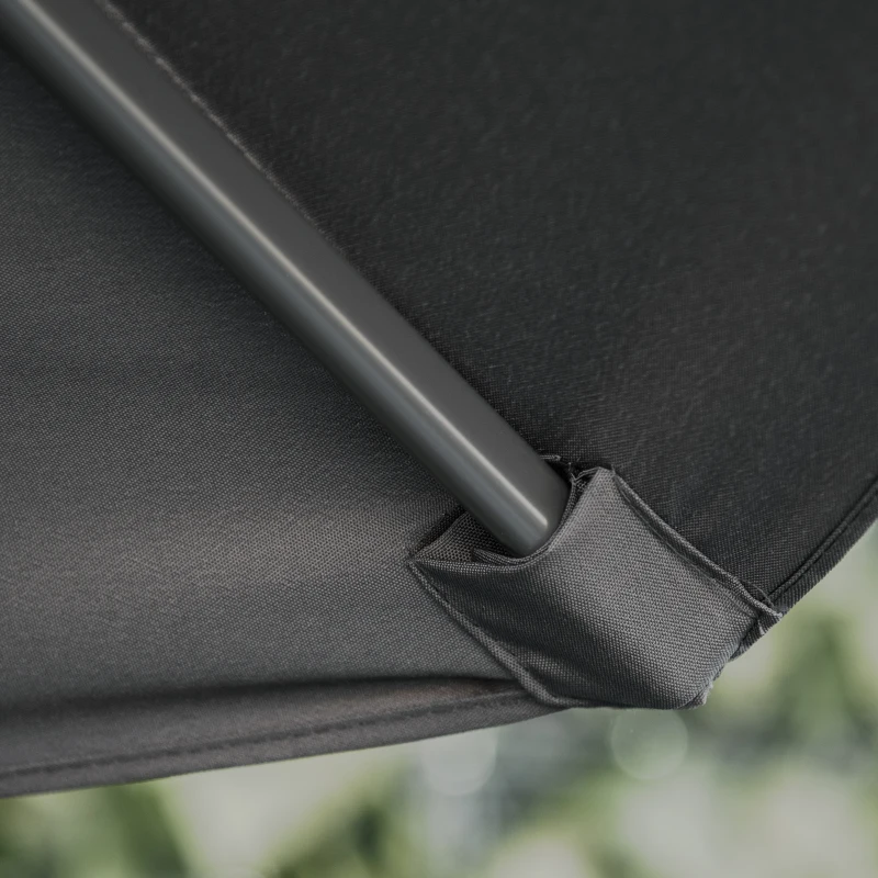 Outsunny Chapéu de Sol Ø264x253cm com Proteção UV+50 Chapéu de Sol de Alumínio Inclinável com Manivela para Terraço Balcão Exterior Cinza