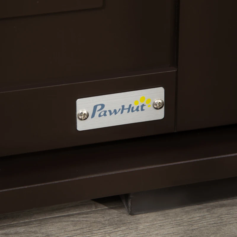 PawHut Casa para Gatos de Madeira Móvel para Caixa de Areia para Gatos 2 em 1 com Armário de Armazenamento Ampla Bancada 2 Portas com Janelas e Orifício de Entrada Lateral 80,3x52,6x48,8 cm Café