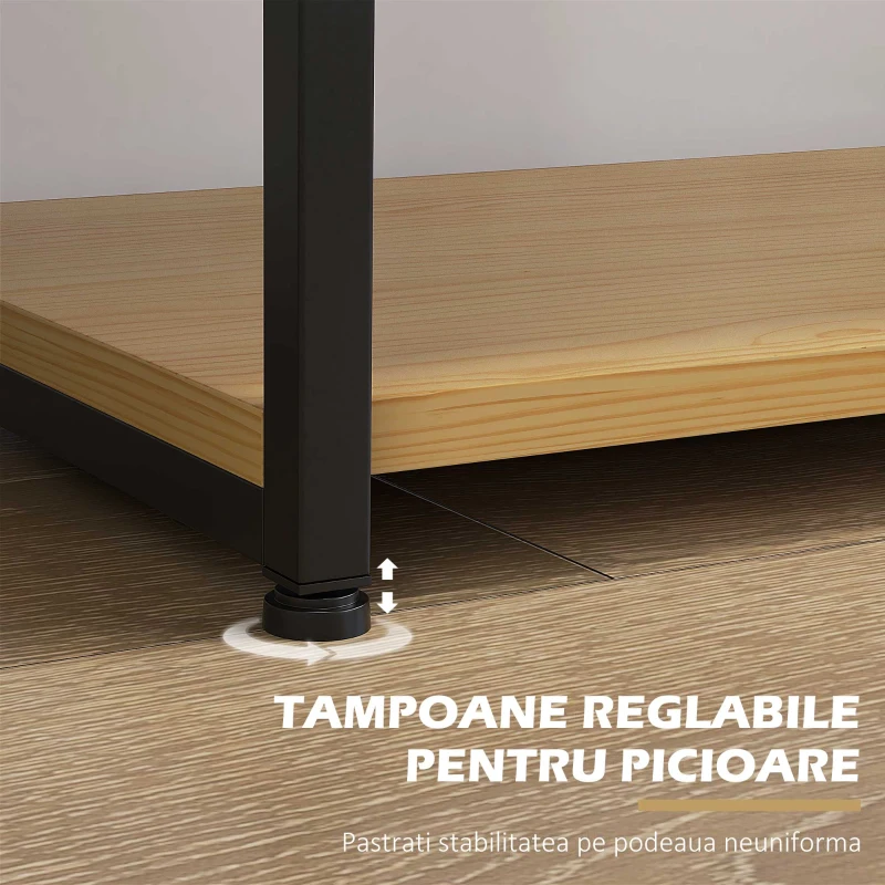 HOMCOM Raft  Biblioteca cu 10 Niveluri, Stil Industrial din PAL si Otel, 111.5x32x170 cm, Negru si Lemn Natur