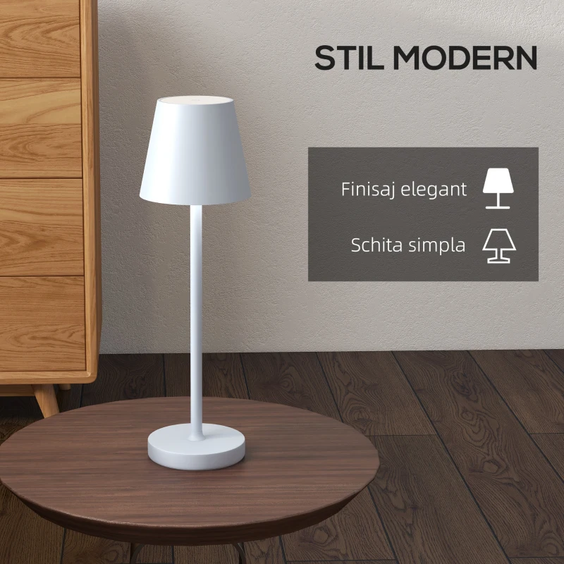 HOMCOM Lampă de Masă cu 3 Lumini Albe, Lampă de Birou Portabilă, Modernă cu Cablu Inclus, Ø11,2x36,5 cm, Gri