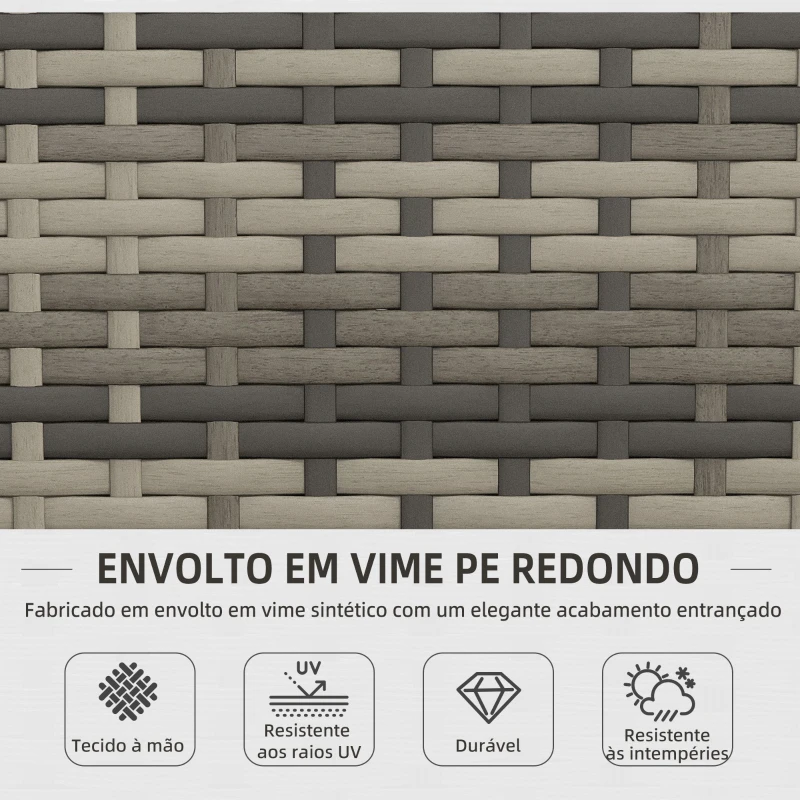 Outsunny Conjunto Móveis de Jardim de 4 Peças em Vime Sintético com 2 Poltronas 1 Sofá de 2 Lugares e 1 Mesa de Centro Cinza