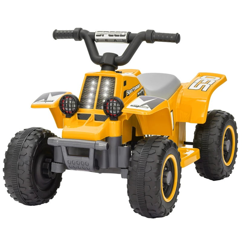 AIYAPLAY 6V Electric Quad Bike for Kids, Ride On ATV w/ Forward Backward, Headlights, for 18-36 Months - Yellow