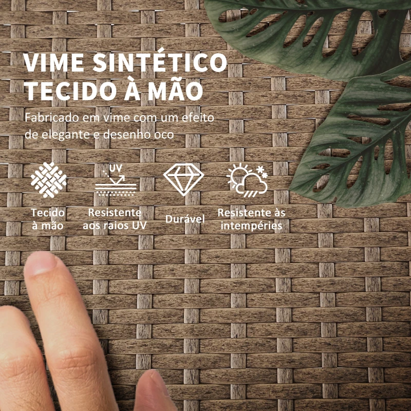 Outsunny Conjunto de 2 Espreguiçadeiras de Vime Sintético com Mesa de Centro Encosto Reclinável em 5 Posições 196x54x32cm Bege