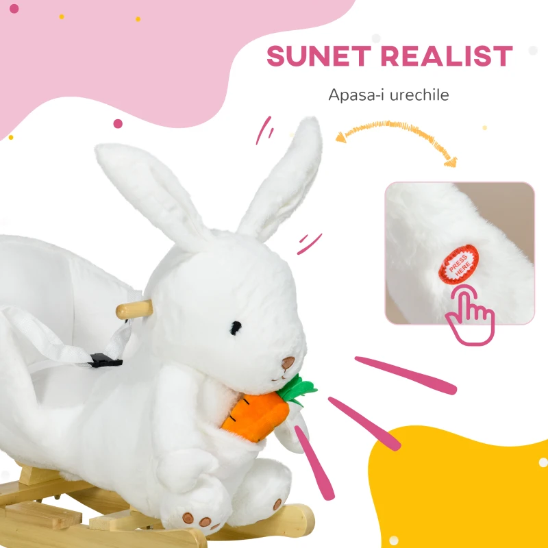 Homcom Balansoar Iepure pentru Copii – Plus, Ham Siguranta & Sunet