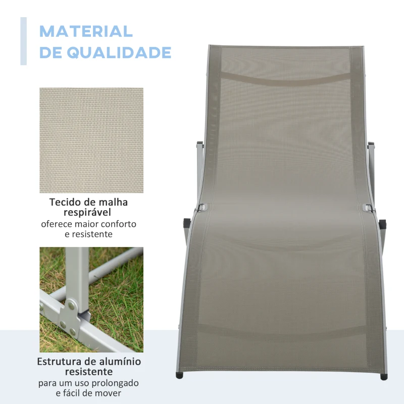 Outsunny Conjunto de 2 Espreguiçadeiras de Jardim em Forma de S com Estrutura de Aluminio e Textilene 165x61x63 cm Cinza