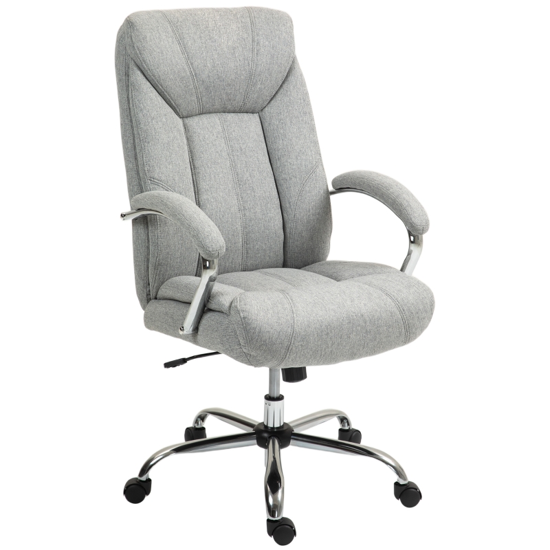 HOMCOM ergonomische bureaustoel, Hoogteverstelbaar, Draaibaar, Wipfunctie, tot 135 kg, 58 x 67 x 91-99 cm, Roomwit