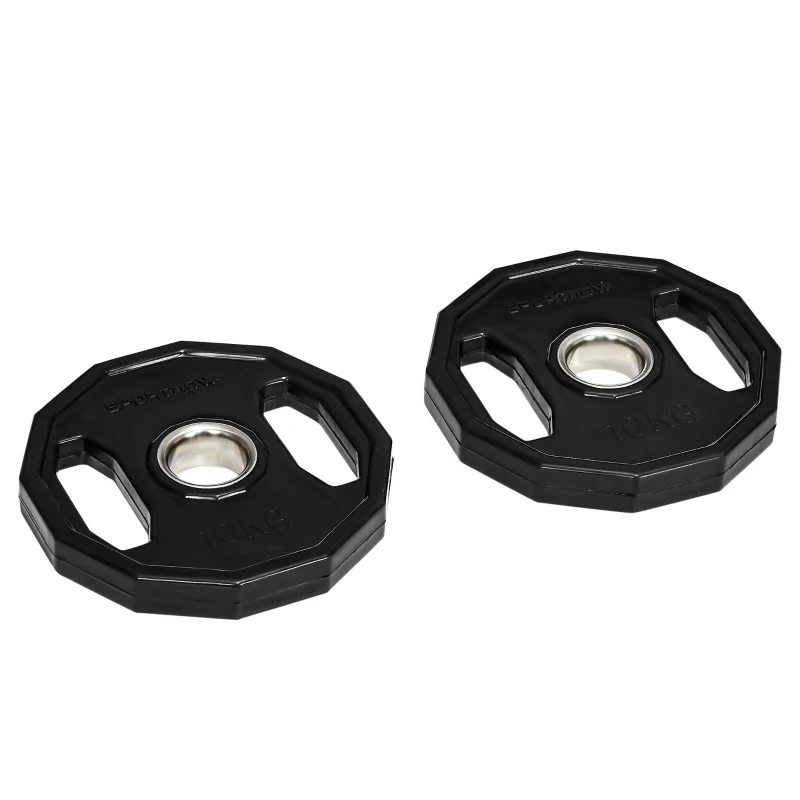 SPORTNOW Conjunto de 2 Discos de Pesos Olimpicos 10kg Ferro Fundido Placas de Peso com Orifício de 5cm Ø32x4 cm Preto