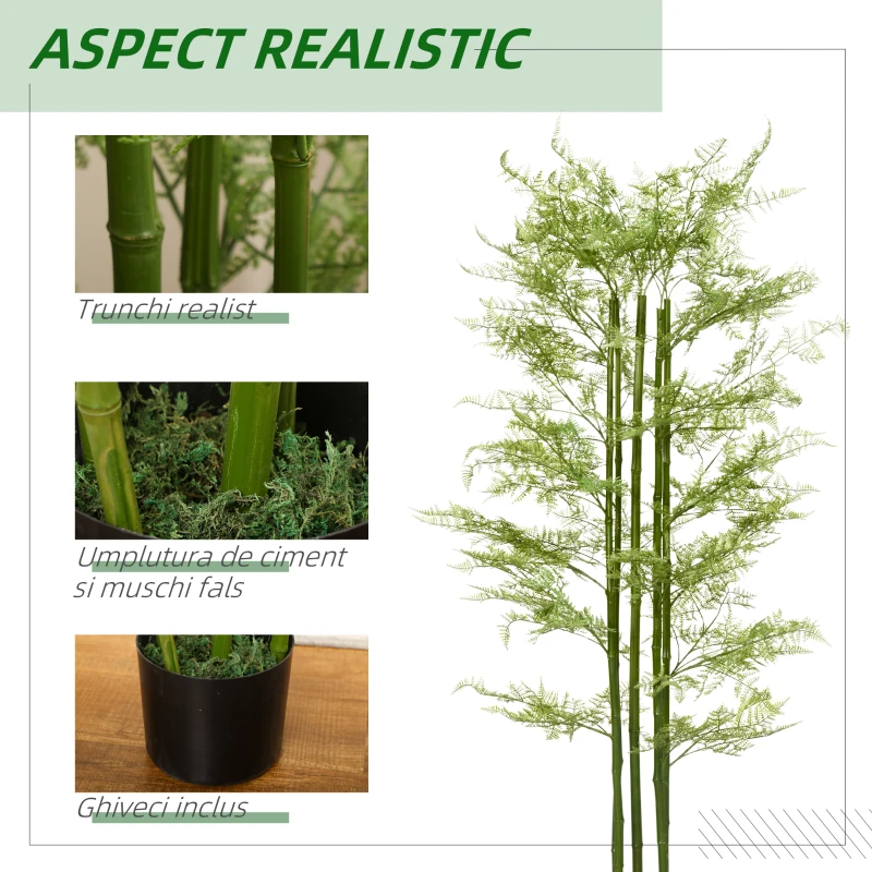 HOMCOM Plante decorative artificiale  Feriga Asparagus in ghiveci Plante false pentru decor interior, exterior, 155 cm