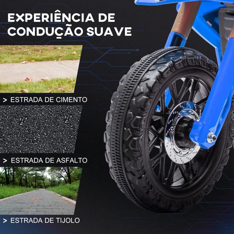 AIYAPLAY Mota Elétrica para Crianças  Moto a Bateria para Crianças 6V com Rodas de Treino e Buzina 105x57x62 cm Azul