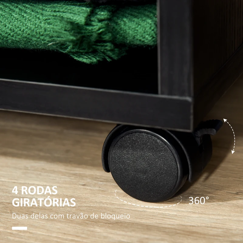 HOMCOM Roupeiro de Madeira Móvel Armário Roupeiro Aberto com Barra para Pendurar e Prateleiras Organizadoras 60x40x128 cm Preto