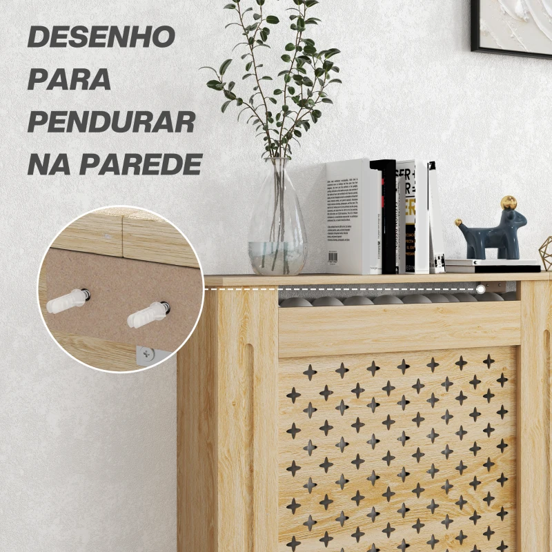 HOMCOM Cobertura de Radiador de MDF Proteção para Radiador para Sala de Estar Dormitório Corredor 152x19x82 cm Carvalho
