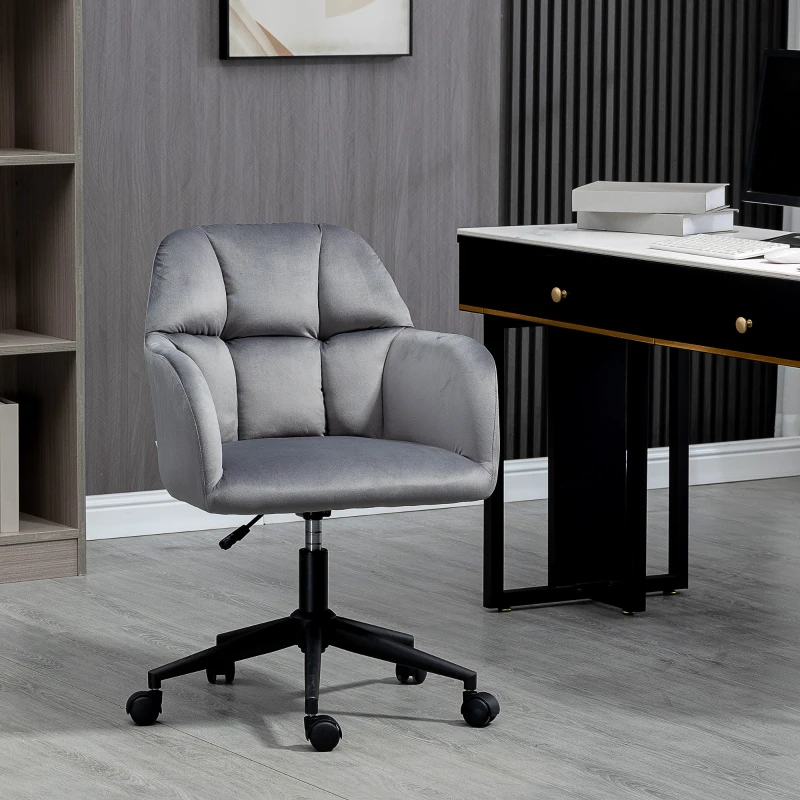 Vinsetto Krzesło Biurowe, 5 Kółek, Regulowane Wysokości, Nowoczesny Design, 58 cm x 58,5 cm x 86 cm, Szary