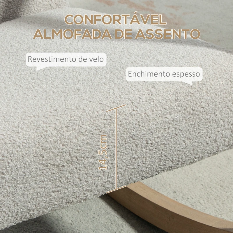 HOMCOM Poltrona Baloiço Estofada em Tecido Borreguito com Assento Acolchoado e Apoio para os Braços 60x81x71cm Cinza