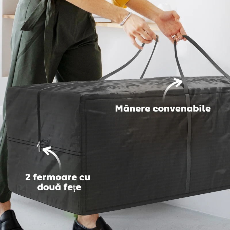 Outsunny Geantă pentru Brad Impermeabilă și UV30+, Husă din Țesătură cu Fermoar Dublu și Mânere, 175x80x60 cm, Negru