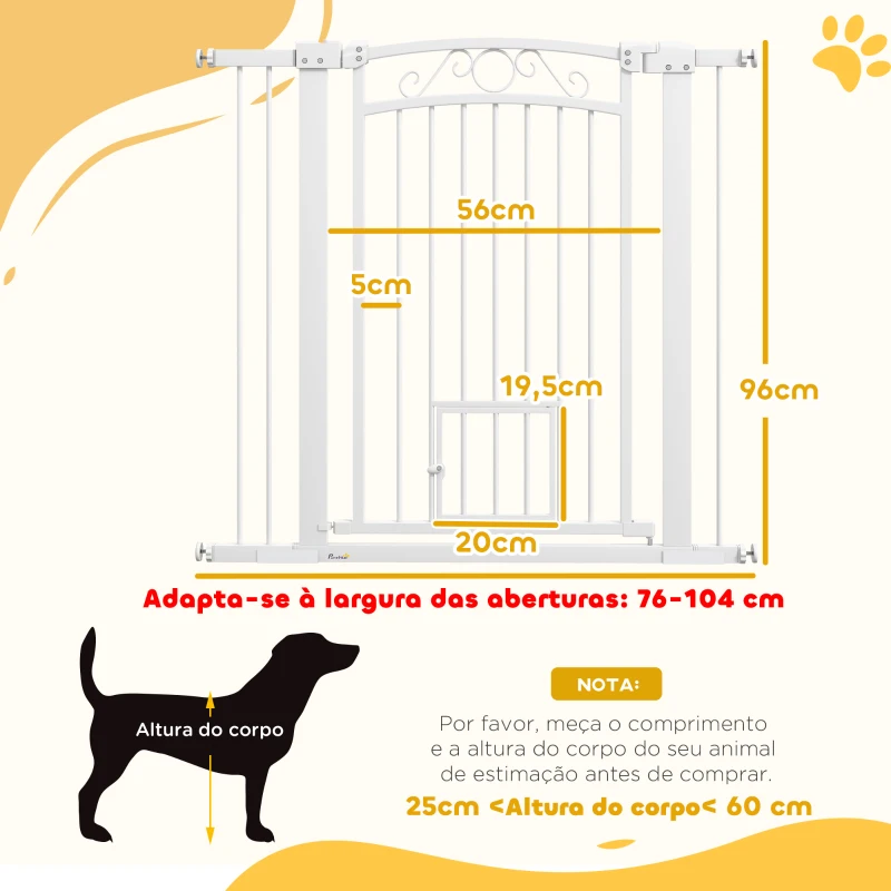 PawHut Barreira de Segurança para Cães Extensível 76-102 cm Barreira para Animais de Estimação com 2 Extensões Branco