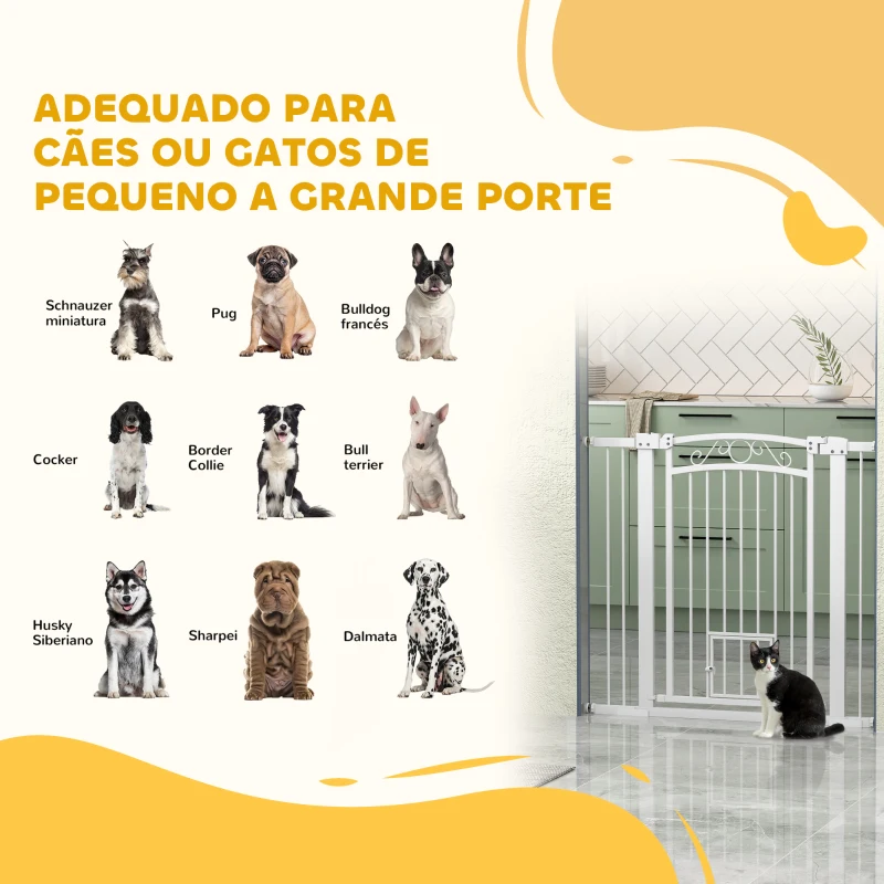 PawHut Barreira de Segurança para Cães Extensível 76-102 cm Barreira para Animais de Estimação com 2 Extensões Branco
